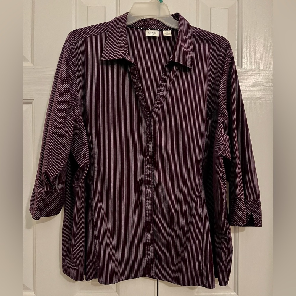Riders by Lee, 4X, Dark Purple Stripe. Three quarter sleeve